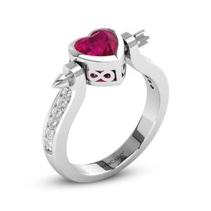 Sterling Silver Ruby Heart Reversible Promise Ring